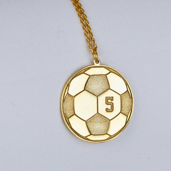 Collier de numéro de maillot, charme de football, collier de football, collier de football, pendentif de ballon de football en argent, cadeau d'équipe de football, bijoux de sport