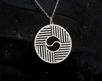 Silver Yin Yang Mandala Necklace, Karma Pendant