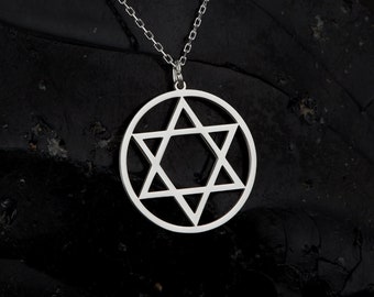 Collar de estrella de David de plata, joyería judía
