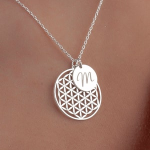 Colar de Prata Flor da Vida, Pingente Personalizável Flor da Vida, Joia Sagrada, Pingente de Proteção, Pingente de Meditação, Personalização
