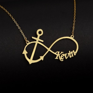 Collier infini personnalisé, pendentif infini avec ancre, pendentif amour éternel, cadeau pour elle, bijoux ancre sur mesure, cadeau infini