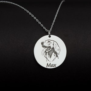 Pet Photo Engraving Necklace, Pet Name Jewelry in Sterling Silver, Custom Dog Necklace, Personalized Cat Pendant, Pet Memorial Jewelry image 2