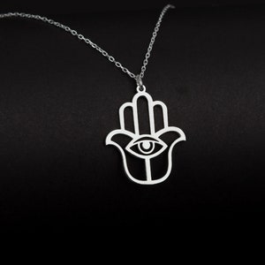 Hamsa Necklace in Sterling Silver, Hamsa Hand Jewelry, Hand of Fatima, Evil Eye Pendant, Protection Necklace, Gift for Mom, Spiritual Charm