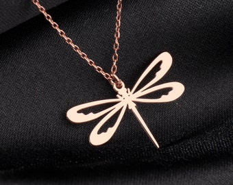 Silver Dragonfly Necklace, Tiny Dragonfly Pendant, Animal Necklace, Minimalist Necklace, Dragonfly Jewelry, Gift for Her