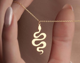 Dainty Snake Pendant Necklace, Silver Plated Snake Charm, Gold Reptile Jewelry