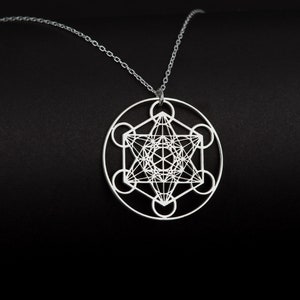 Metatron Jewelry in Sterling Silver, Metatron Necklace, Metatron Cube Pendant, Meditation Necklace, Gift for Yoger, Protection Jewelry