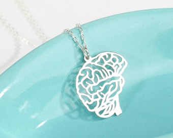 Brain Necklace in Sterling Silver, Human Brain Charm Dainty Brain Necklace,Emotional Logical Pendant, Anatomy Gift Charm, Gift for Doctors