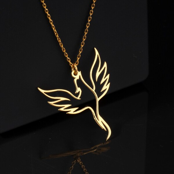 925 Silber Phoenix Halskette, Feuervogel Halskette, Zierliche Silber Phoenix Schmuck, Geometrische Phoenix Anhänger, Vogel Silber Halskette