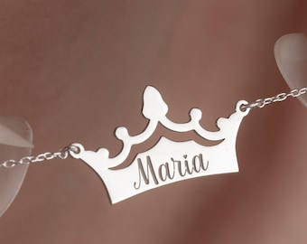 Dainty Silver Crown Necklace, Customizable Royal Crown Necklace, Silver Crown Necklace, Princess Crown Necklace, Queen Necklace
