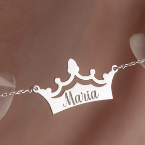 Dainty Silver Crown Necklace, Customizable Royal Crown Necklace, Silver Crown Necklace, Princess Crown Necklace, Queen Necklace