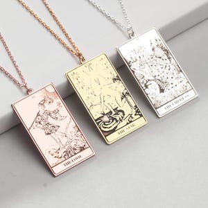 Collier carte de tarot, bijoux mystiques, pendentif tarot du fou, breloque étoile, collier impératrice, esthétique sorcière, cadeau spirituel