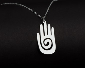 Healing Hand Necklace in Sterling Silver, Hopi Hand Jewelry, Healing Hand Symbol, Spiritual Jewelry, Peaceful Necklace, Ritual Jewelry