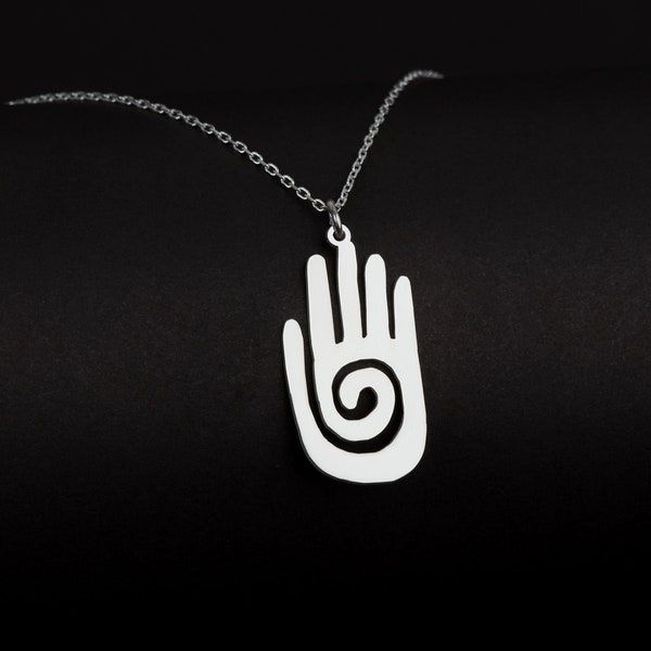 Healing Hand Necklace in Sterling Silver, Hopi Hand Jewelry, Healing Hand Symbol, Spiritual Jewelry, Peaceful Necklace, Ritual Jewelry