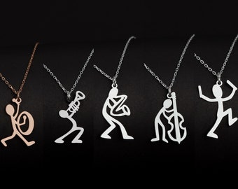 Sterling Silver Musician Pendant Necklace, Orchestra Conductor Jewelry