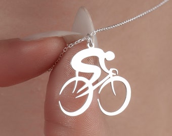 Bike Necklace, Bicycle Necklace, Cyclist Necklace, Silver Necklaces For Women, Dainty Necklace, Travel Gift, Bike Lover Gift