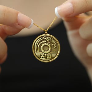 Collar con moneda japonesa, colgante de 5 yenes chapado en oro, joya de la suerte, collar oriental único, regalo de prosperidad y fortuna.