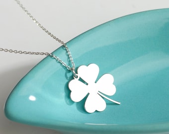 Sterling Silver 4 Leaf Clover Necklace, Good Luck Charm