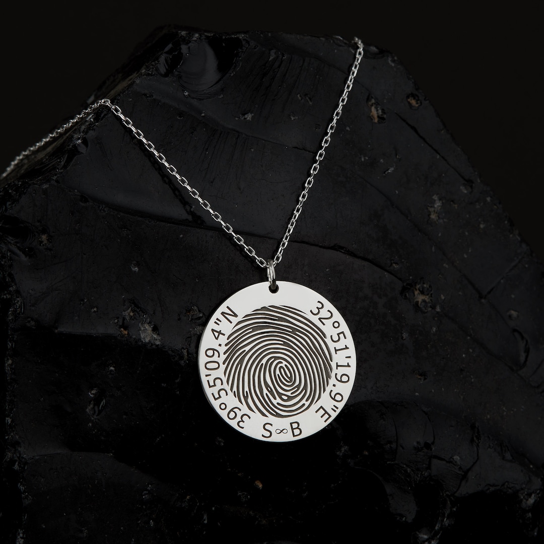 Actual Fingerprint Jewelry, Sterling Silver Fingerprint Necklace