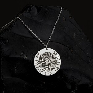 Joyas con huellas dactilares reales, collar de plata de ley con huellas dactilares, regalo conmemorativo, colgante con huellas dactilares grabadas, joyas con huellas dactilares personalizadas