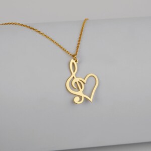 Sterling Silver CZ Treble Clef & Heart Pendent Necklace