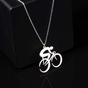 Collier vélo, collier vélo, collier cycliste, colliers en argent pour femme, collier délicat, cadeau de voyage, cadeau amateur de vélo image 8