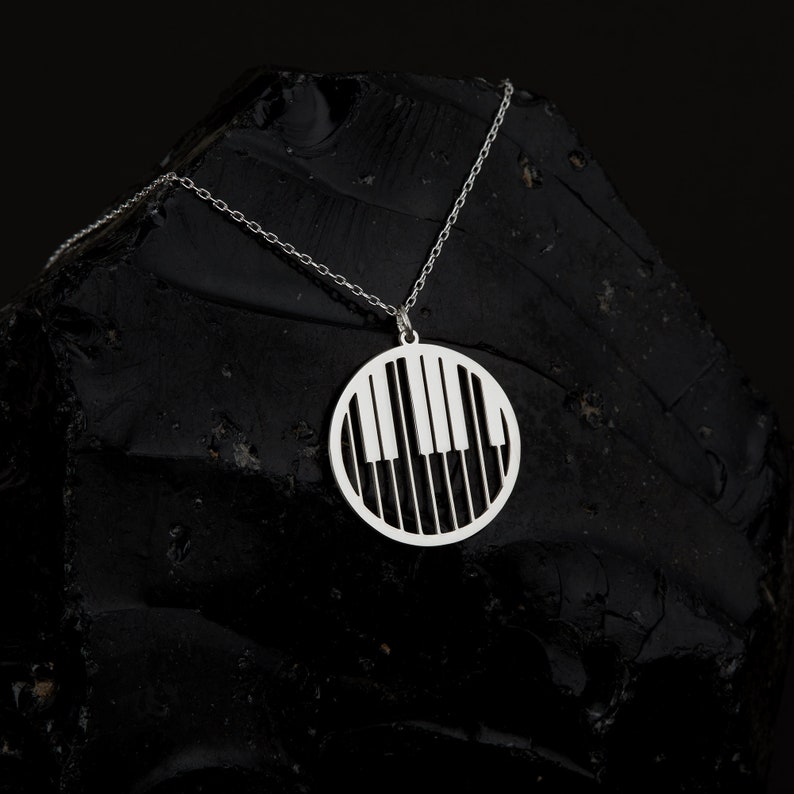 Piano Keys Necklace in Sterling Silver Piano Jewelry Pianist Etsy