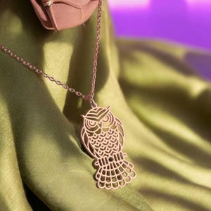 Owl Jewelry in Sterling Silver, Barn Owl Necklace, Animal Charm, Celtic Owl Pendant, Animal Lover Gift, Elegant Owl Jewelry, Gift For Her