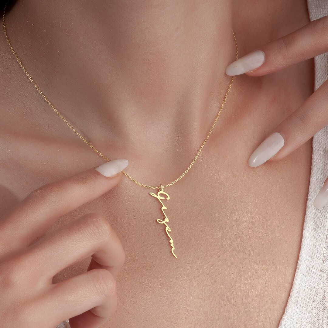 Vertical Personalized Name Necklace, Sterling Silver Custom Jewelry ...