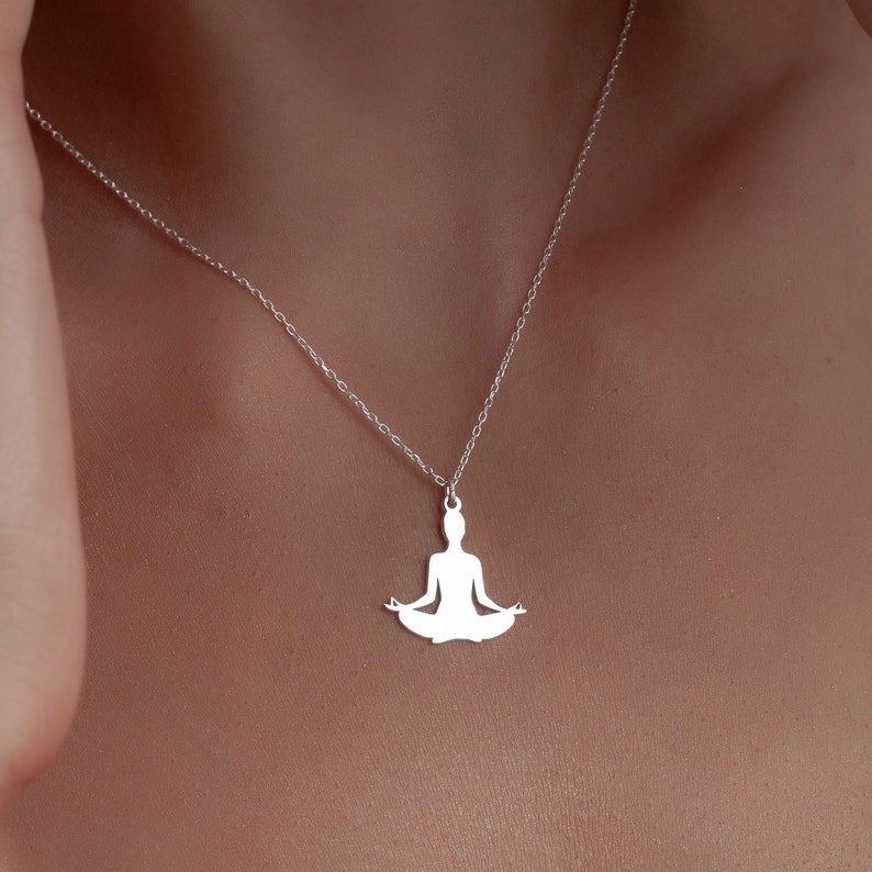 Collier de yoga pour femmes, Collier inspirant, Collier de méditation, Collier Aum, Bijoux de yoga, Cadeaux de yoga, Namaste image 1