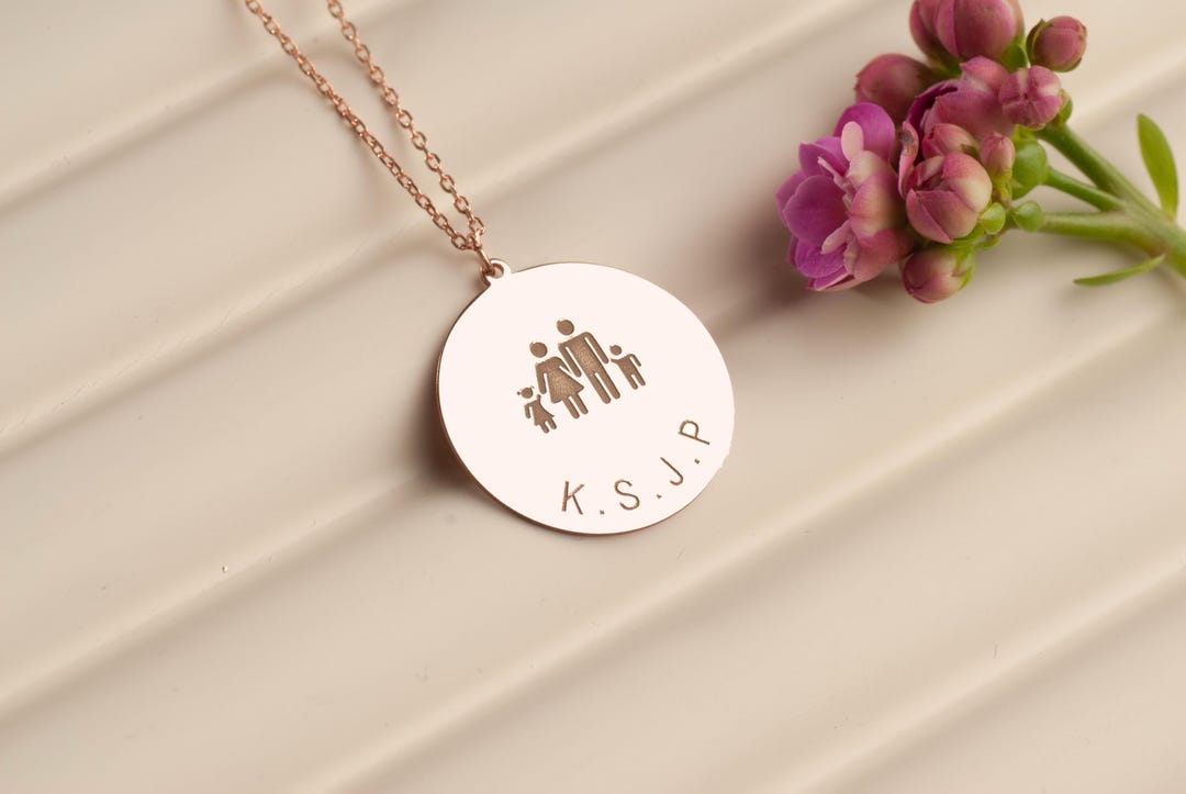 Silver Family Necklace, Personalized Silver Coin Pendant - Etsy