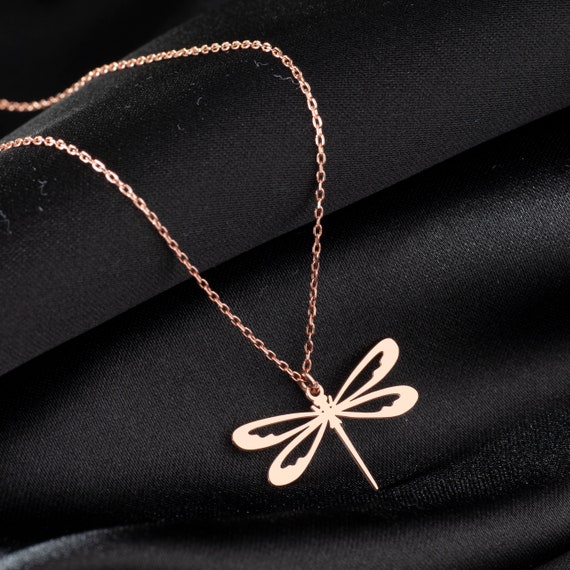 Collana Con Ciondolo Libellula In Argento Sterling 925, Regalo Donna Con Orecchini Abbinati, Nodo Celtico E Cuore Oro Rosa, Catena 45,7+5,1 Cm