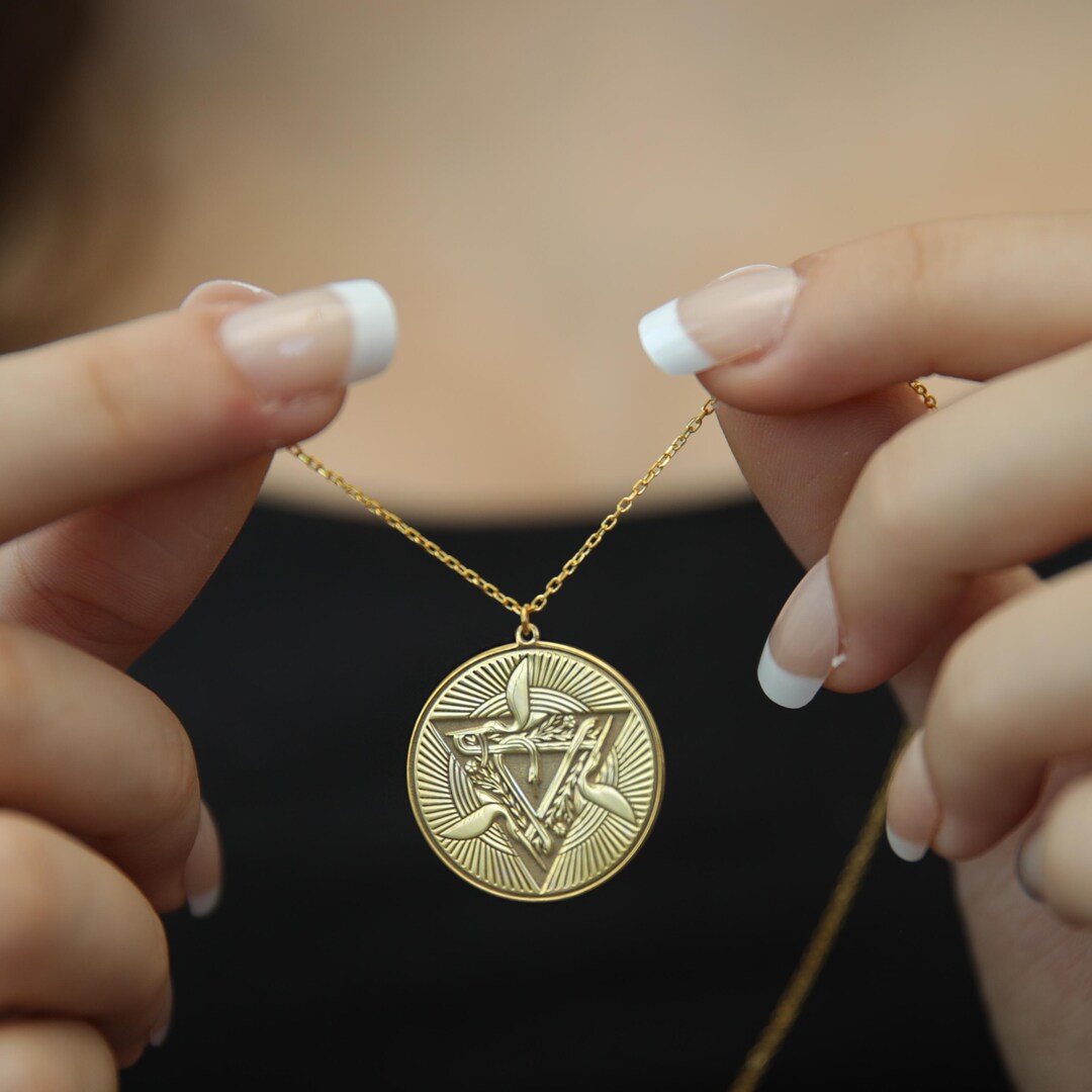 Gold Plated Symbol Necklace, Sacred Geometry Pendant, Triangle Eye ...