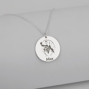 Pet Photo Engraving Necklace, Pet Name Jewelry in Sterling Silver, Custom Dog Necklace, Personalized Cat Pendant, Pet Memorial Jewelry image 3