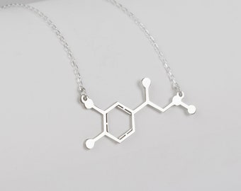 Silver Adrenalin Molecule Necklace, Science Jewelry