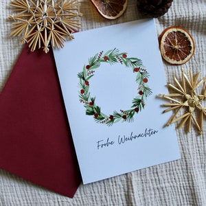 Klappkarte "Frohe Weihnachten" mit Briefumschlag; Karte Weihnachten Aquarell; Weihnachtsgeschenk; Geschenk Weihnachten; Weihnachtsgrüße