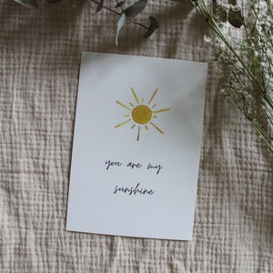 Postkarte "You are my sunshine"; Valentinstag; Karte Aquarell; Geschenk; Grußkarte; Sonne; Postkarte