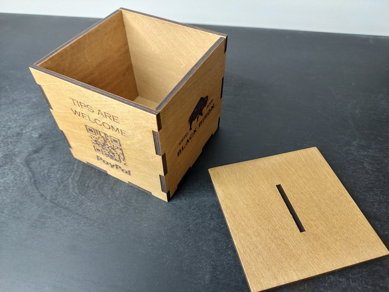 Custom Wooden Donation and Tip Box With Laser Engraving | Personalized ...