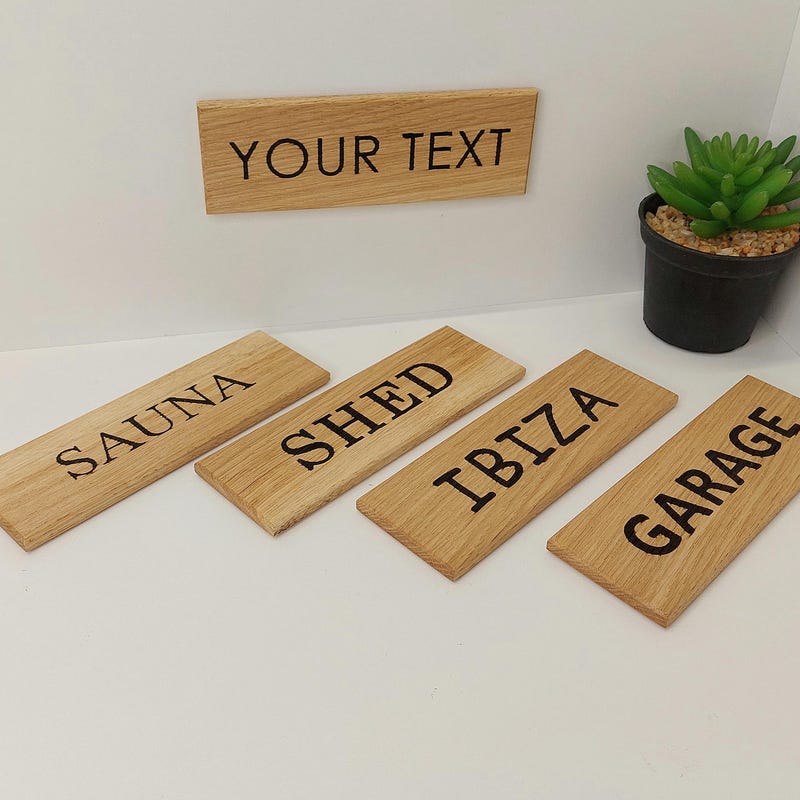 Personalized Oak Wood Sign: Engraved Door Plaque, Rustic Home Decor