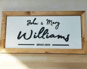Aangepaste houten bord met frame - huwelijkscadeau, kunst voor woondecoratie