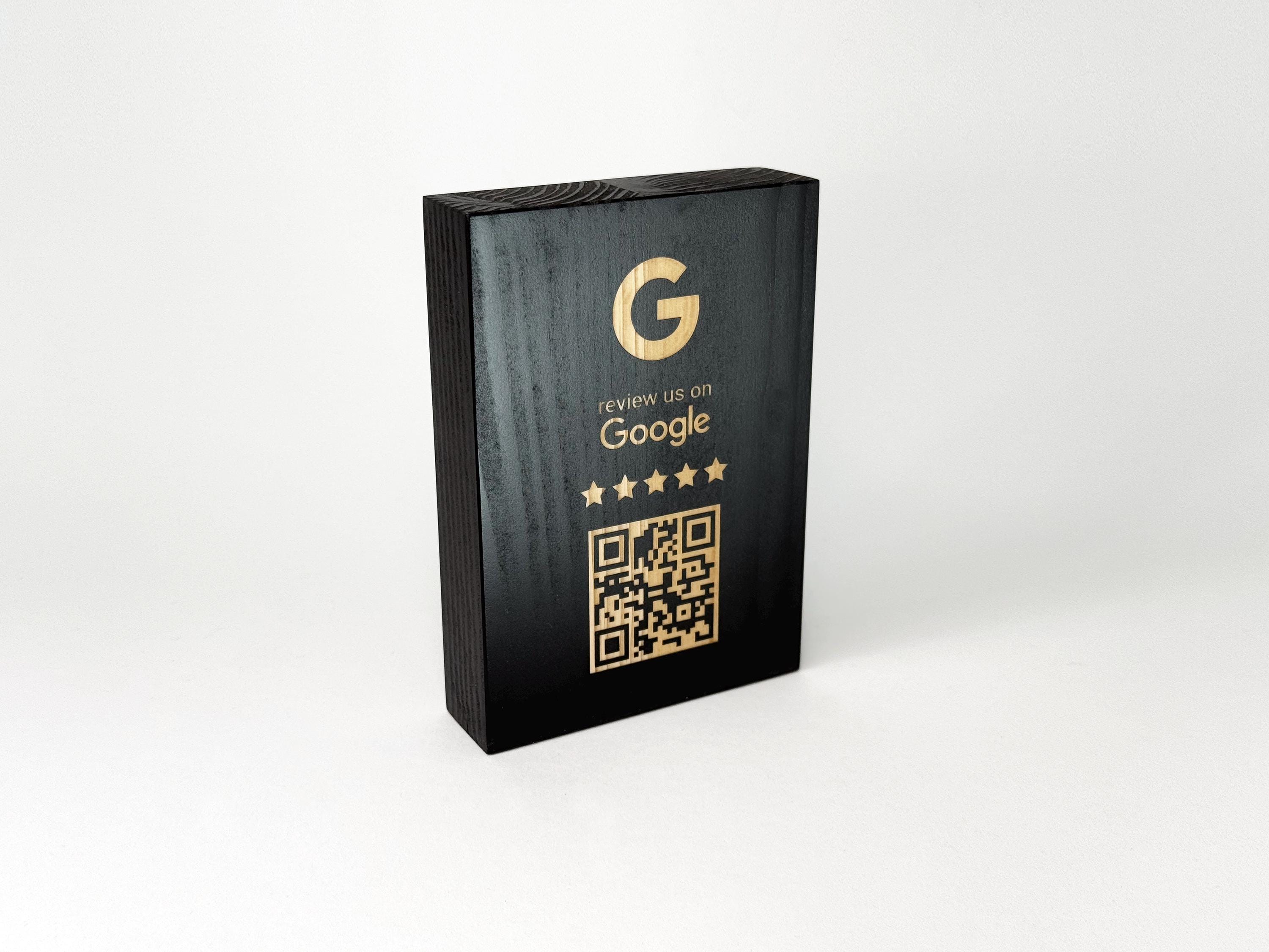 Wooden Google Review Sign with QR Code | Business Feedback Sign | Pine Wood | 3 Colors & Sizes | Review Us Display