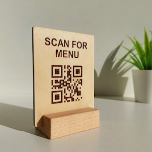 Panneau de menu QR Code sur mesure, panneau de restaurant en bois gravé sur mesure, panneau en bois QR Code pour café-bar image 4