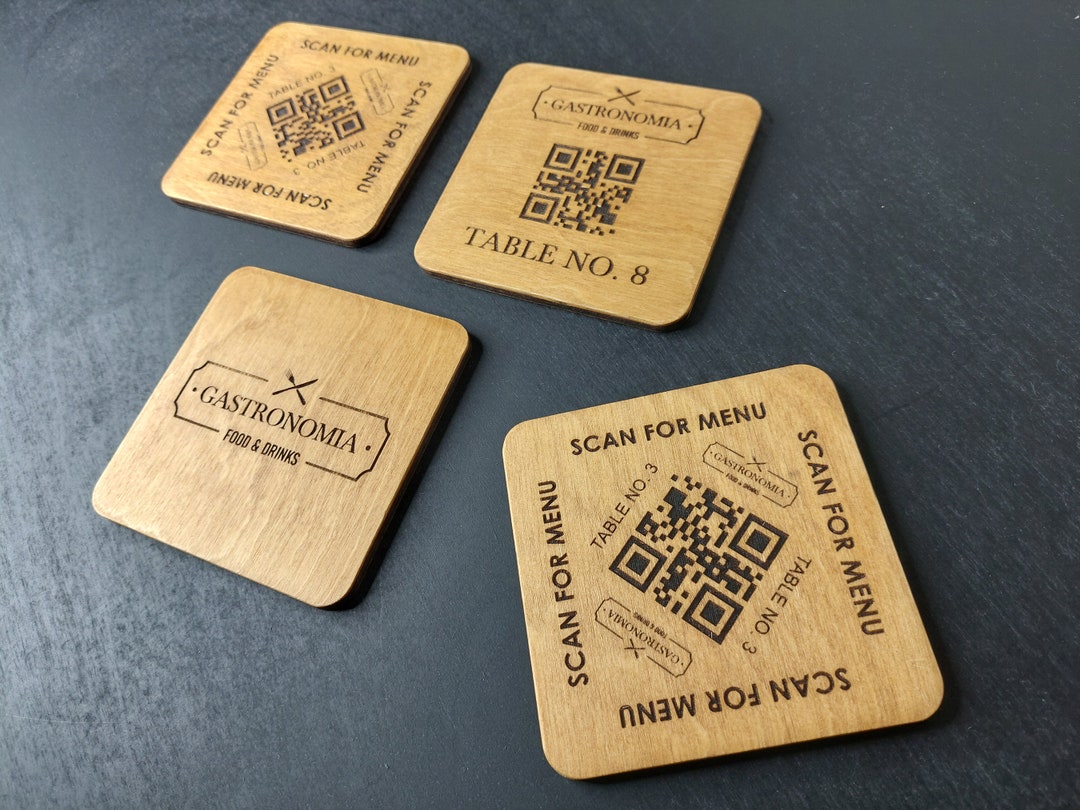 Personalized Wooden Coasters QR Code Coasters for Bars Etsy