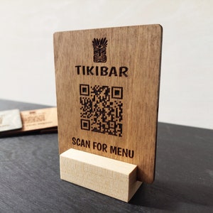 Op maat gemaakt houten QR-codebord: scan voor menu voor restaurants, cafés en bedrijven