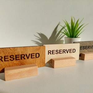 Letrero de mesa reservada, letrero de madera grabado personalizado para restaurante, decoración de restaurante, letrero de madera para cafetería y bar