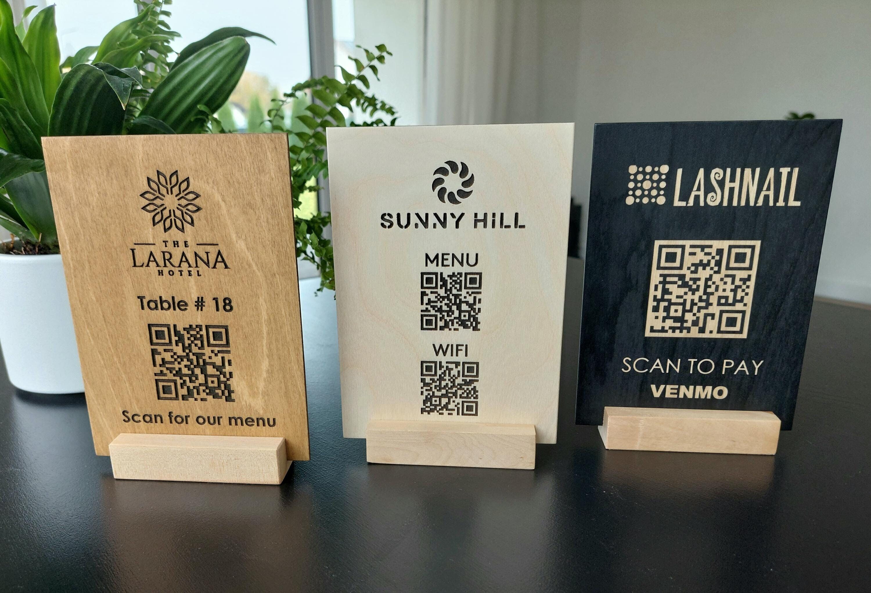 Custom Wooden QR Code Sign | A4, A5, A6 Size | Personalized Table ...