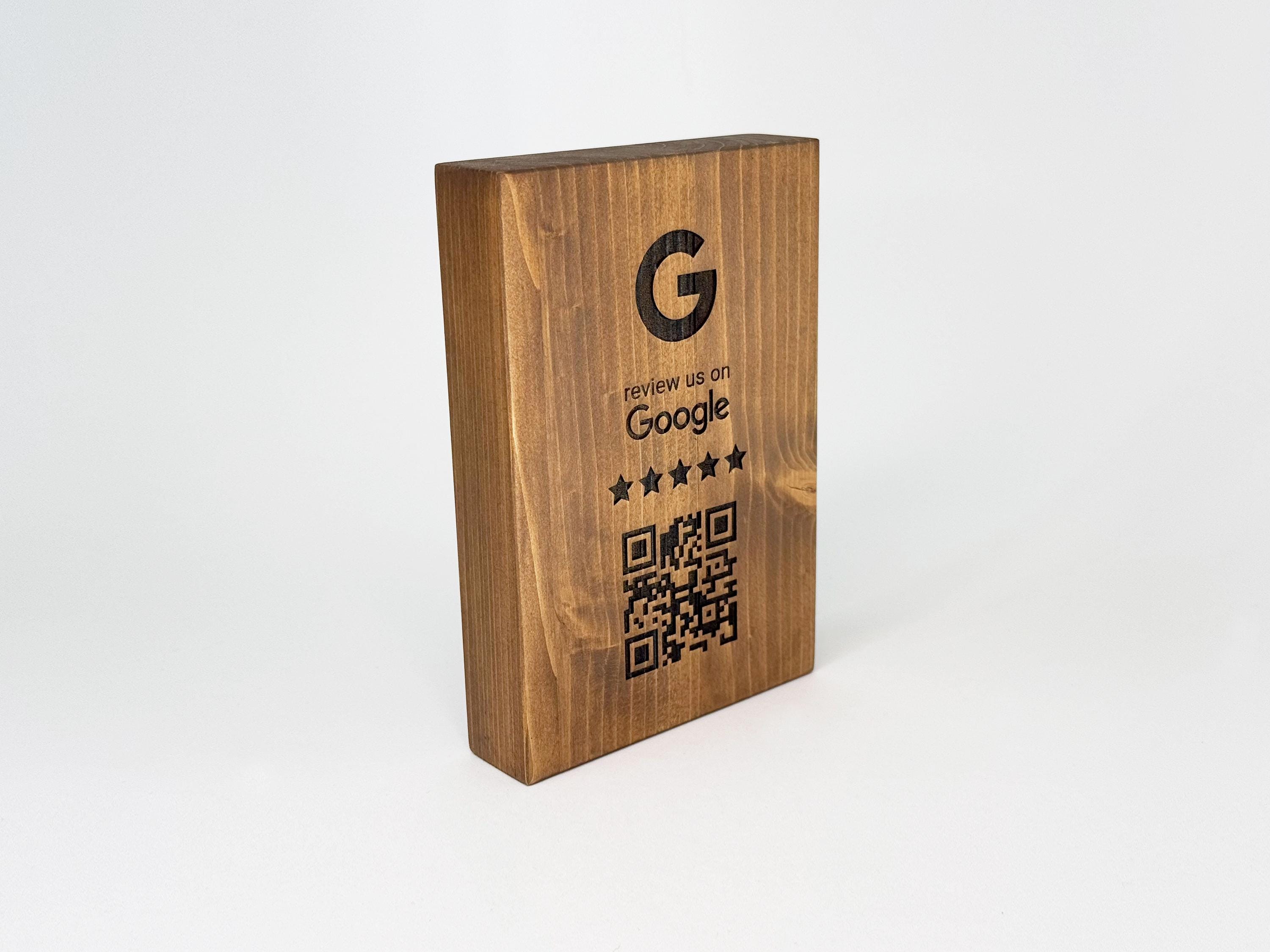 Wooden Google Review Sign with QR Code | Business Feedback Sign | Pine Wood | 3 Colors & Sizes | Review Us Display