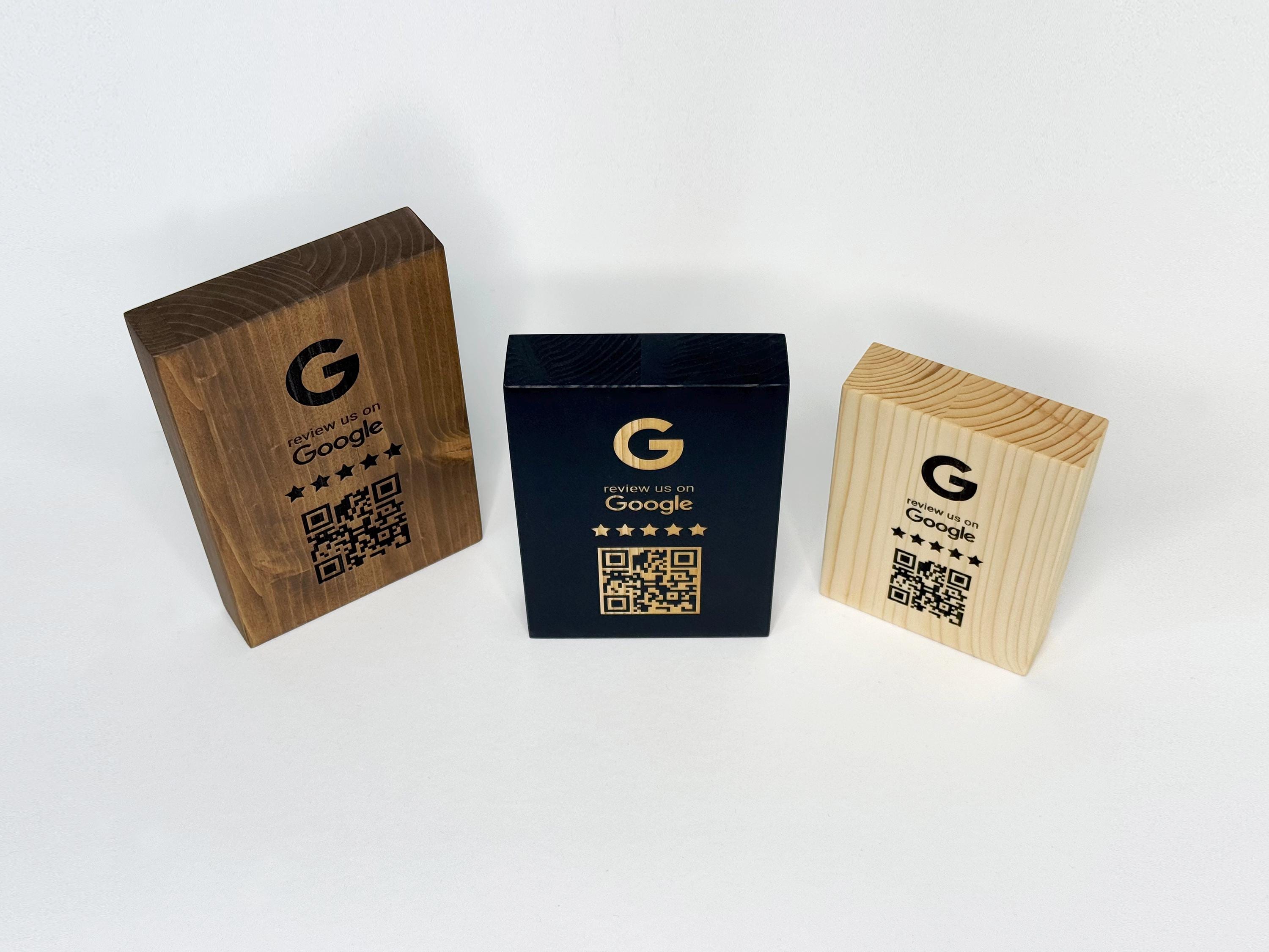 Wooden Google Review Sign with QR Code | Business Feedback Sign | Pine Wood | 3 Colors & Sizes | Review Us Display