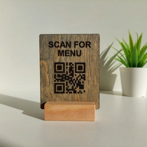 Panneau de menu QR Code sur mesure, panneau de restaurant en bois gravé sur mesure, panneau en bois QR Code pour café-bar image 8