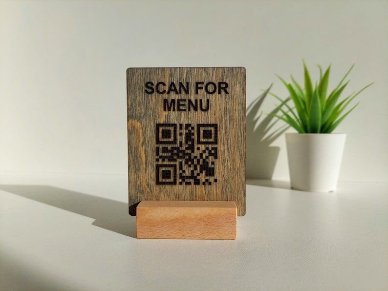 Panneau de menu QR Code sur mesure, panneau de restaurant en bois gravé sur mesure, panneau en bois QR Code pour café-bar image 8