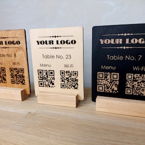 Cartello del menu in legno con codice QR personalizzato per bar e caffetterie - Cartello in legno con codice QR personalizzato per il tuo ristorante, targa QR in legno